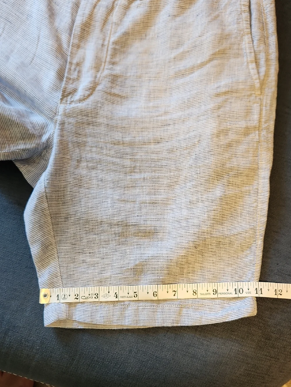 J. Crew Blue & White  Striped Inseam 9 Linen  Shorts 32 Waist